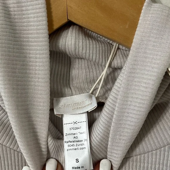 NWT ZIMMERLI Rolled Silk Cotton Dove Turtleneck Long Sleeve Top - Picture 5 of 11